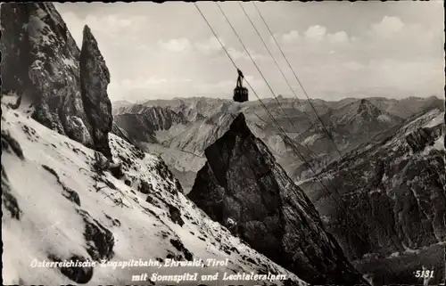 Ak Ehrwald in Tirol, Zugspitzbahn, Sonnenspitzl, Lechtaleralpen