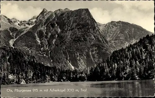 Ak Oetz in Tirol, Piburgersee mit Acherkogel