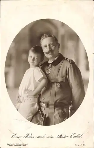 Ak Unser Kaiser und sein ältester Enkel, Kaiser Wilhelm II., Prinz Wilhelm, Portrait