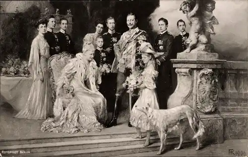 Ak Keller, Ferdinand, Deutsches Kaiserhaus unter Kaiser Wilhelm II., Windhund