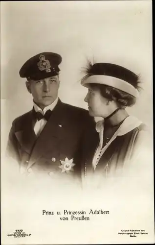 Ak Prinz und Prinzessin Adalbert von Preußen, Uniform, Orden