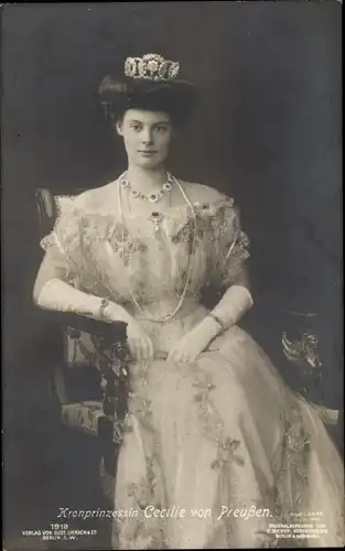Ak Kronprinzessin Cecilie von Preußen, Portrait, Liersch 1918