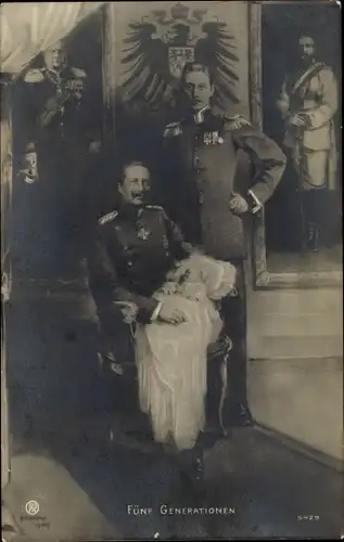 Künstler Ak Fünf Generationen, Kaiser Wilhelm II., Kronprinz Wilhelm von Preußen, Enkel, Gemälde