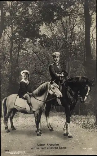 Ak Kronprinz Wilhelm von Preußen, Erbprinz Wilhelm, Pferde, Fotomontage, Liersch 1943