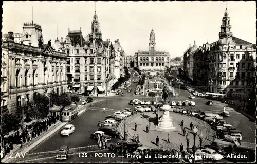 Ak Porto Portugal, Praca da Liberdade e Avenida dos Aliados
