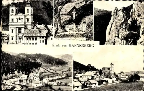 Ak Hafnerberg Altenmarkt an der Triesting Niederösterreich, Wallfahrtskirche, Kreuz, Felsen