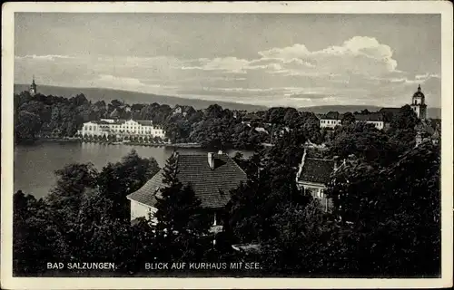 Ak Bad Salzungen in Thüringen, Kurhaus, See, Panorama