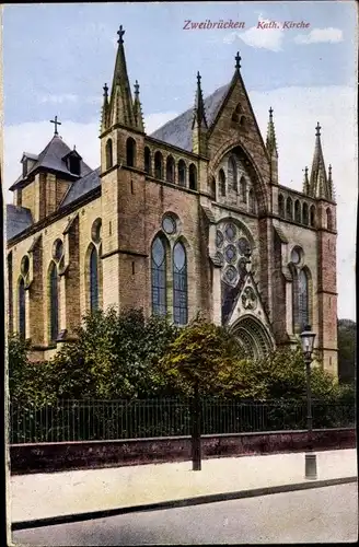 Ak Zweibrücken Rheinland Pfalz, Kath. Kirche