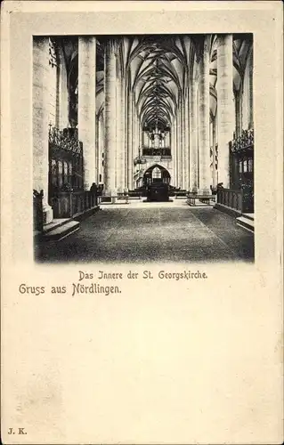 Ak Nördlingen in Schwaben, St. Georgskirche, Innenansicht