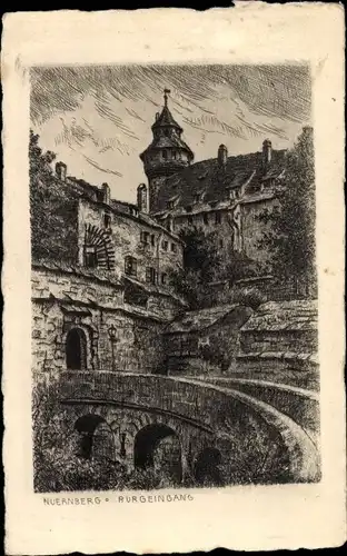 Künstler Ak Nürnberg in Mittelfranken, Burgeingang