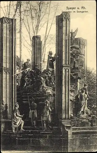 Ak Speyer am Rhein, Ölberg im Domgarten