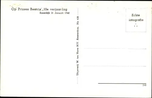 Ak Soestdijk, Juliana der Niederlande, Beatrix, Irene, Margriet, 1948