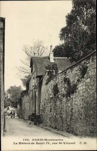 Ak Paris XVIII. Montmartre, Rue Saint Vincent, Haus von Heinrich IV