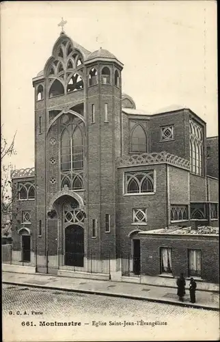 Ak Paris XVIII. Montmartre, Kirche des Heiligen Johannes des Evangelisten