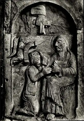 Ak Freiburg im Breisgau, Münster U.L.Frau, Relief, ehemalige Nikolauskapelle, Saalbung Davids