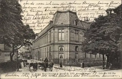 Ak Paris XVI Passy, Avenue Henri Martin la Mairie