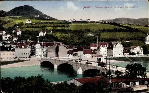 Ak Jena, Hausberg mit Camsdorfer Brücke