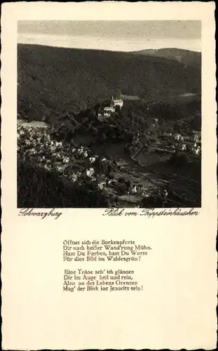 Ak Schwarzburg in Thüringen, Blick vom Trippstein, Gedicht