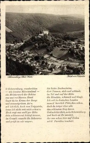 Ak Schwarzburg in Thüringen, Blick vom Trippstein, Gedicht