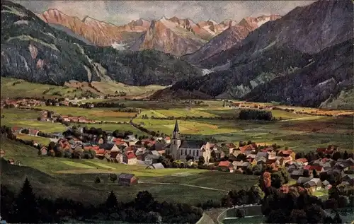 Künstler Ak Marschall, V., Bad Hindelang im Oberallgäu, Gesamtansicht