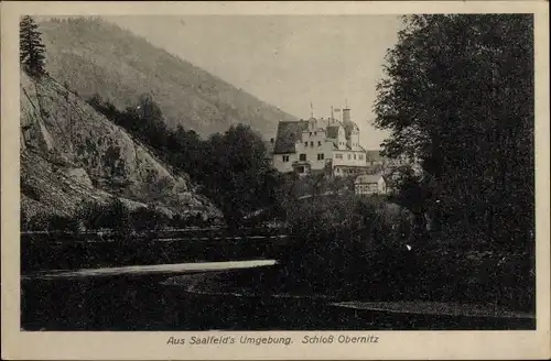 Ak Obernitz Saalfeld an der Saale Thüringen, Schloss