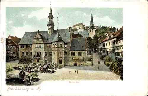 Ak Blankenburg am Harz, Rathaus auf dem Marktplatz