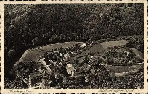 Ak Treseburg Thale im Harz, Blick vom Weißen Hirsch, Bodetal