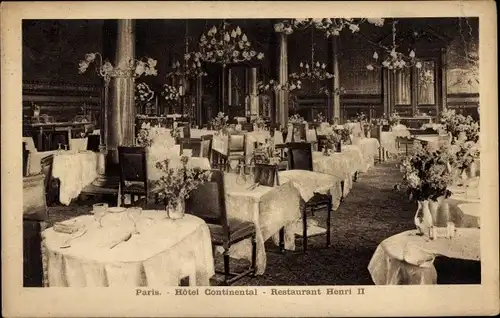 Ak Paris XIX, Hotel Continental, Restaurant Henri II