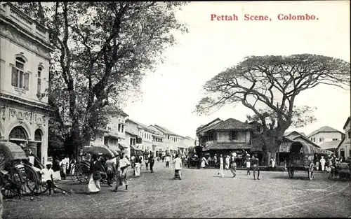 Ak Colombo Ceylon Sri Lanka, Pettah-Szene