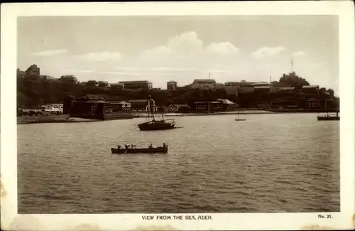 Ak Aden Jemen, Blick vom Meer aus