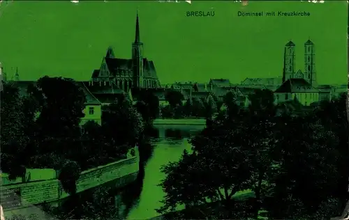 Ak Wrocław Breslau Schlesien, Dominsel, Kreuzkirche