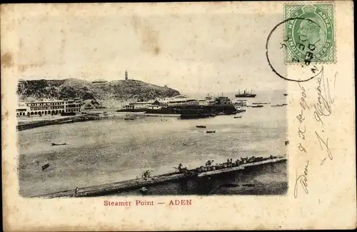 Ak Aden Jemen, Steamer Point, Leuchtturm, Hafen