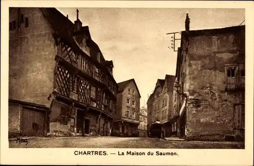 Ak Chartres Eure et Loir, La Maison du Saumon, Lachshaus