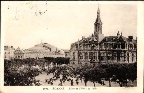 Ak Roanne Loire, Rathausplatz