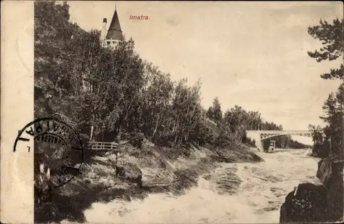 Ak Imatra Finnland, reißendes Gewässer, Brücke