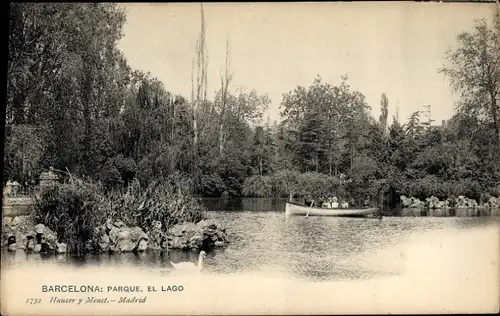 Ak Barcelona Katalonien Spanien, Park, See