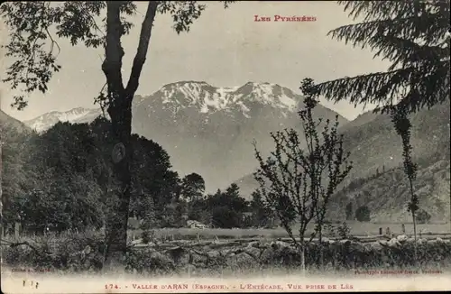 Ak Val d’Aran Valle de Aran Katalonien, L'Entecade, vue prise de Les, Pyrenees