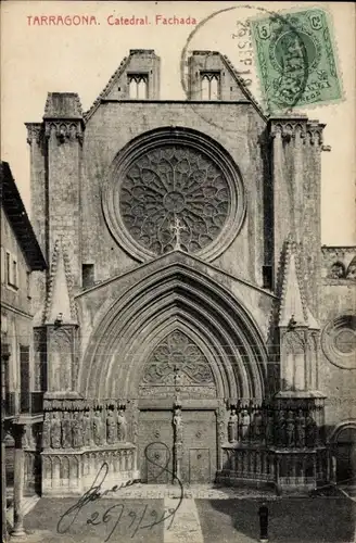 Ak Tarragona Katalonien Spanien, Kathedrale, Portal