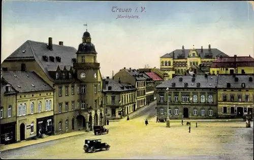 Ak Treuen im Vogtland Sachsen, Partie am Marktplatz