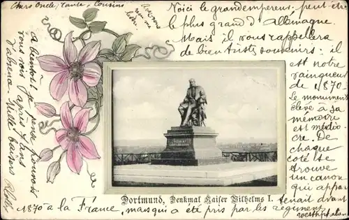 Passepartout Ak Dortmund im Ruhrgebiet, Kaiser Wilhelm I. Denkmal
