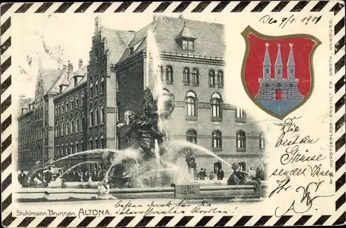 Wappen Ak Hamburg Altona, Stuhlmann Brunnen