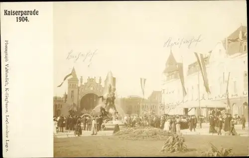 Foto Ak Hamburg Altona, Kaiserparade 1904, Stuhlmannbrunnen, Bahnhof, Hotel Kaiserhof