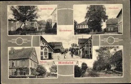 Ak Hittfeld Seevetal in Niedersachsen, Kaiser Eiche, Kirchstraße, Schule