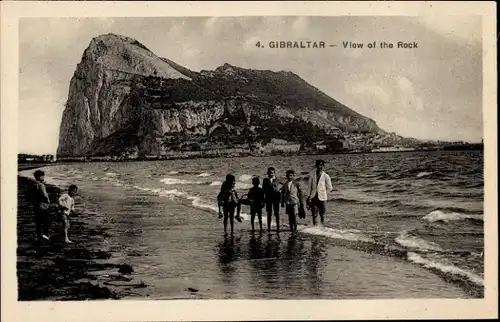 Ak Gibraltar, View of the Rock, Kinder am Strand