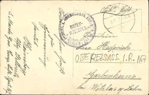 Foto Ak Deutscher Soldat in Uniform, Portrait, Oberelsass, Infanterie-Regiment Nr. 167