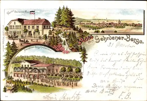 Litho Gehrden in Niedersachsen, Restaurant Gehrdener Berg, Gasthof Deutsches Haus