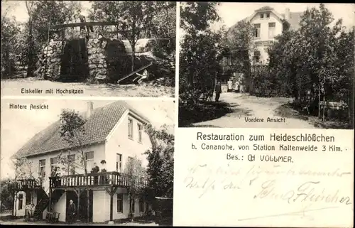 Ak Kananohe Langenhagen in Niedersachsen, Restauration zum Heideschlösschen, Eiskeller, Hochsitze