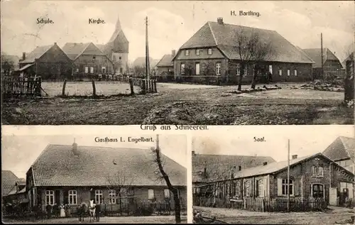 Ak Schneeren Neustadt am Rübenberge, Schule, Kirche, Gasthaus L. Engelbart, Gehöft H. Bartling