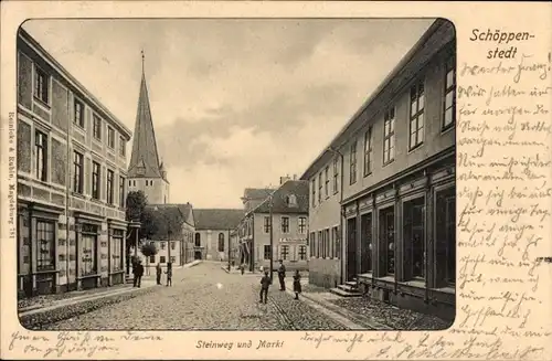 Ak Schöppenstedt in Niedersachsen, Steinweg, Markt