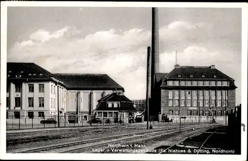 Ak Nordhorn in der Grafschaft Bentheim, Fa. Niehues & Dütting, Lager, Verwaltungsgebäude